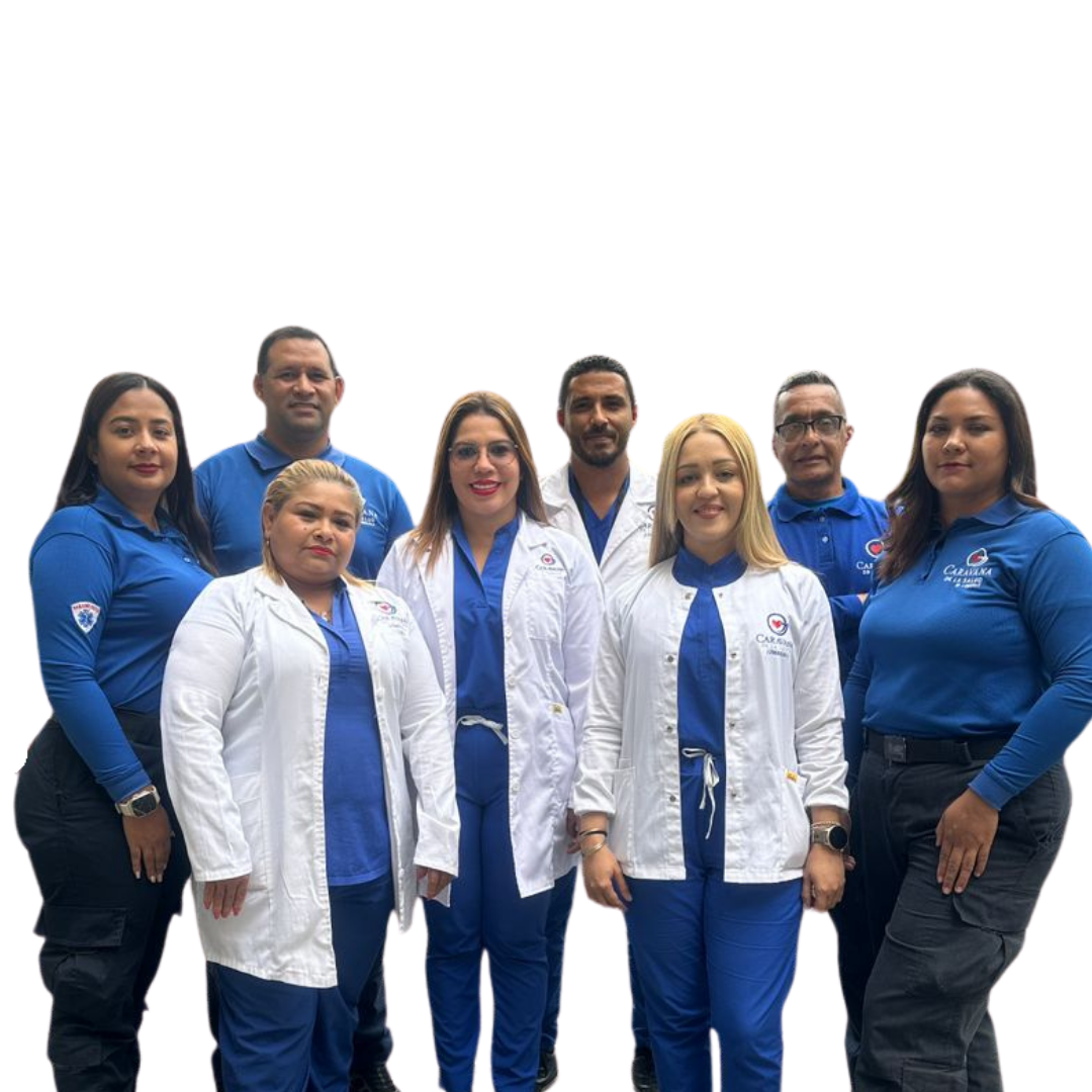 Ambulancia y equipo médico - imagen anclada al borde inferior izquierdo